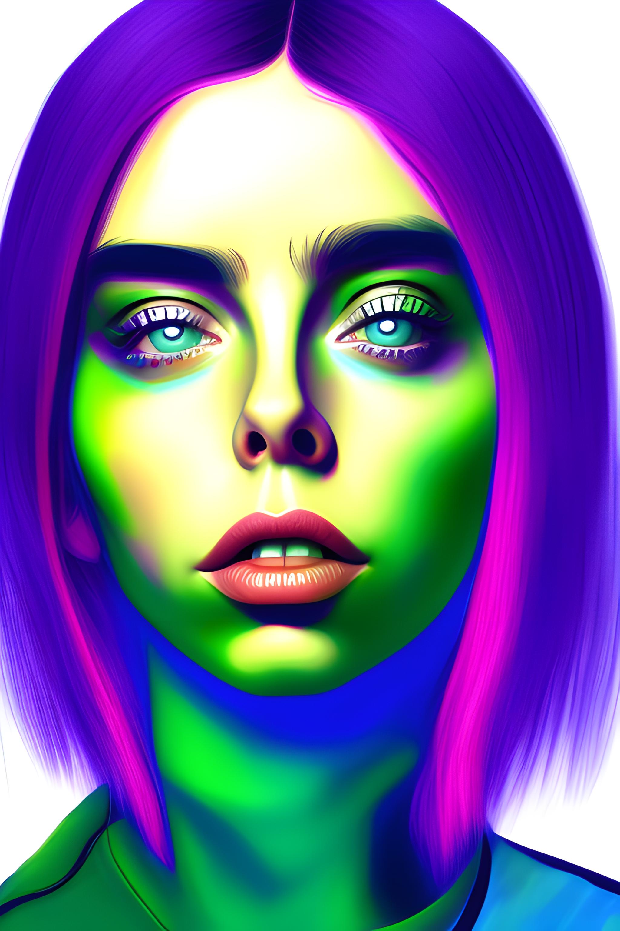 Goła Billie eilish z bardzo widoczną cipka